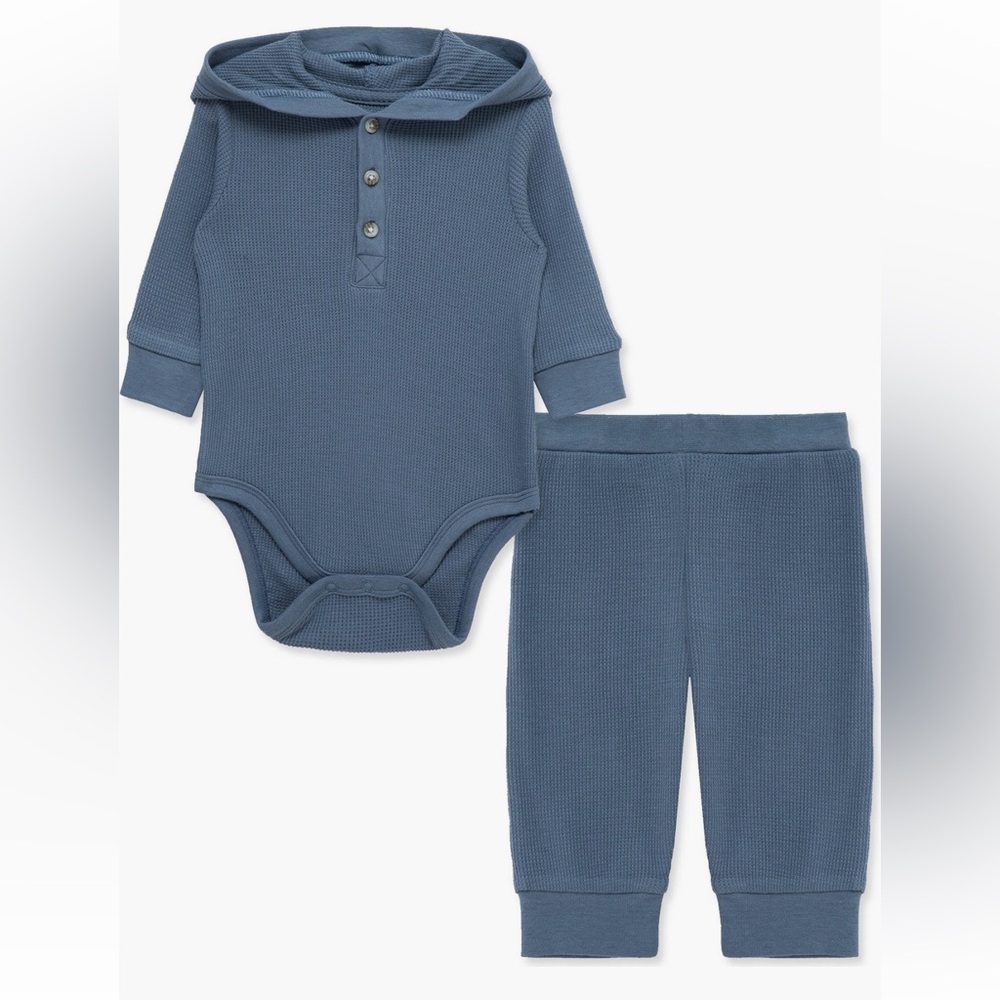 Little Me | Hooded Waffle Knit Set